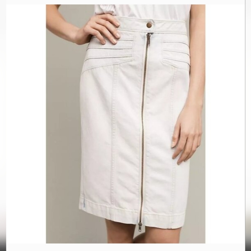 Pilcro and the Letterpress Light Blue Denim Front-Zip Pencil Skirt